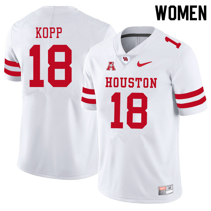 Women #18 Maddox Kopp Houston Cougars College Football Jerseys Sale-White - Click Image to Close